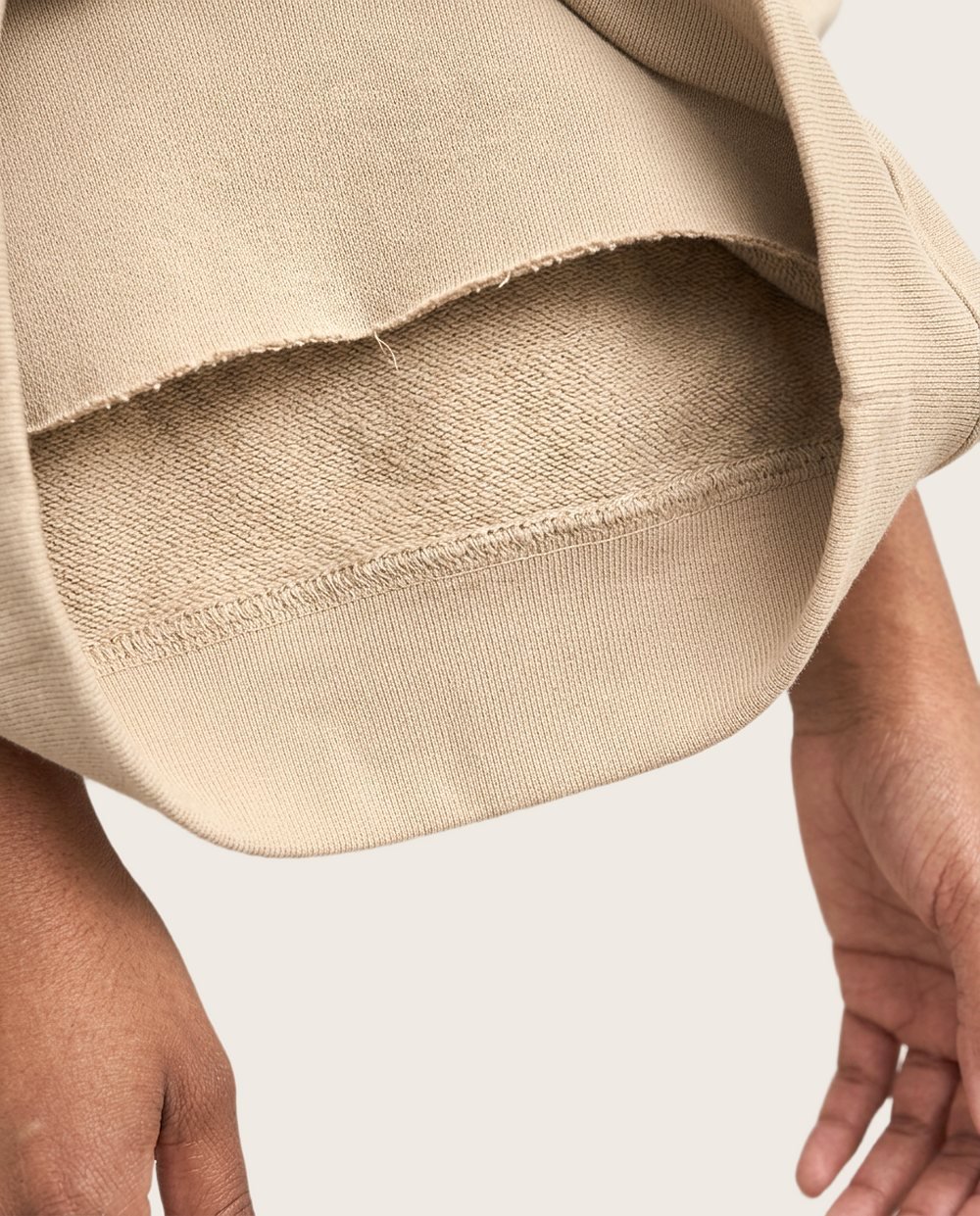 Boxy Sweatshirt in Oat, worn, close up