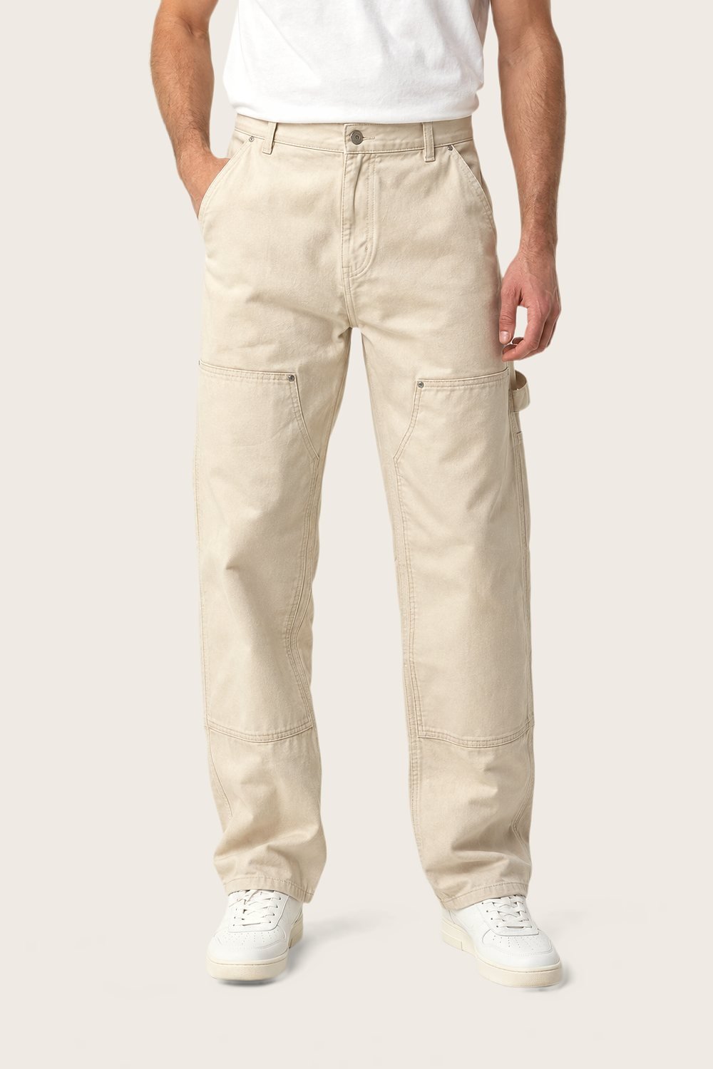 Carpenter Trouser in Ecru, worn, front