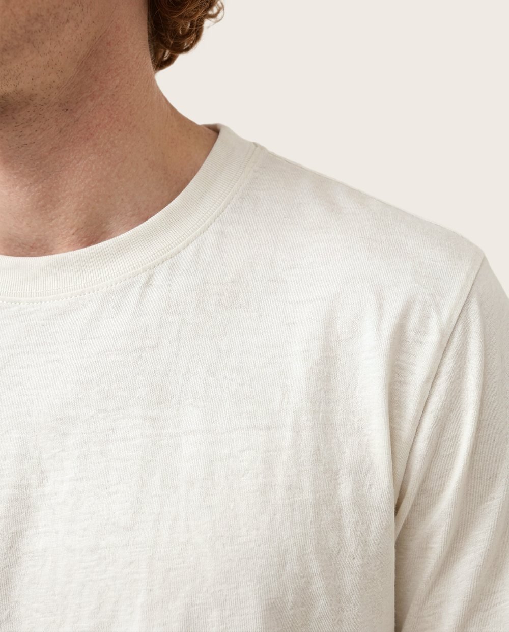 Everyday Tee in Chalk, worn, close up