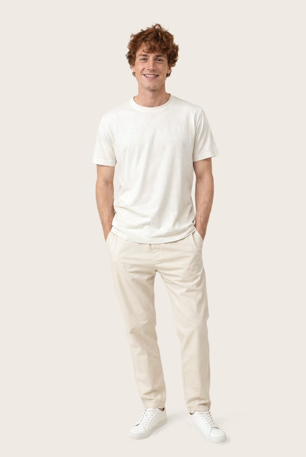 Everyday Tee in Chalk, worn, full outfit